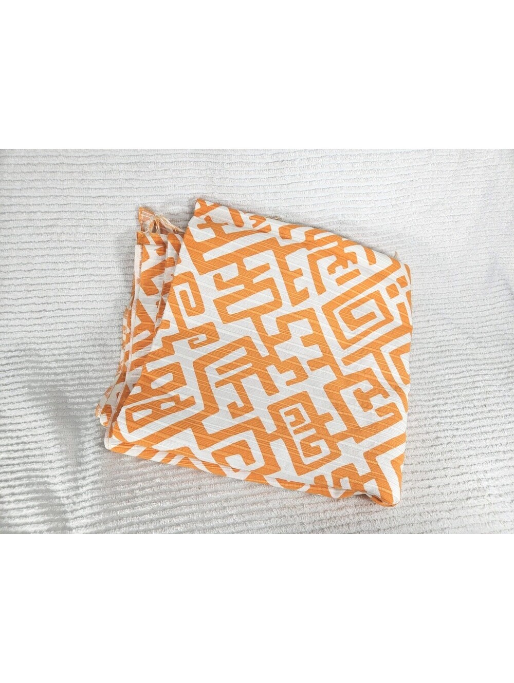 Vintage 1970s Orange Screenprint Canvas Cotton Mod Upholstery 2 1/3 Yards Uncut